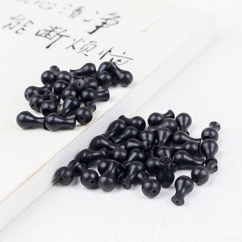 Handmade Ebony Wood Beaded Bracelet with 108 Buddhist Beads - Cute Vase Disciple Design, 9x15MM.