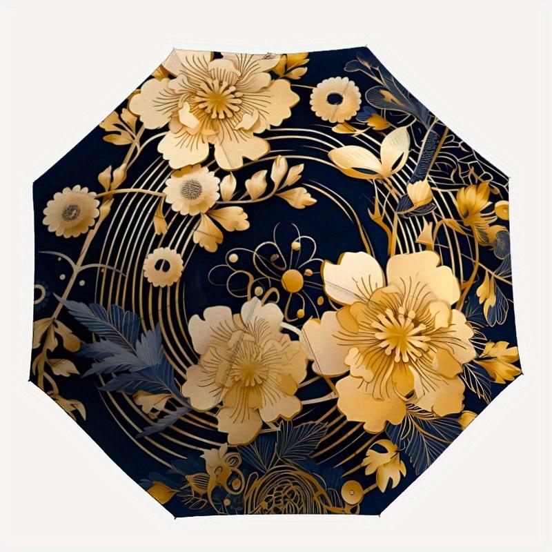 

1 шт. Цветочный узор Автоматический складной компактный зонт, 8 спиц, прочный купол, легкий, портативный, для повседневного использования, подарок, уличный зонт, Tr