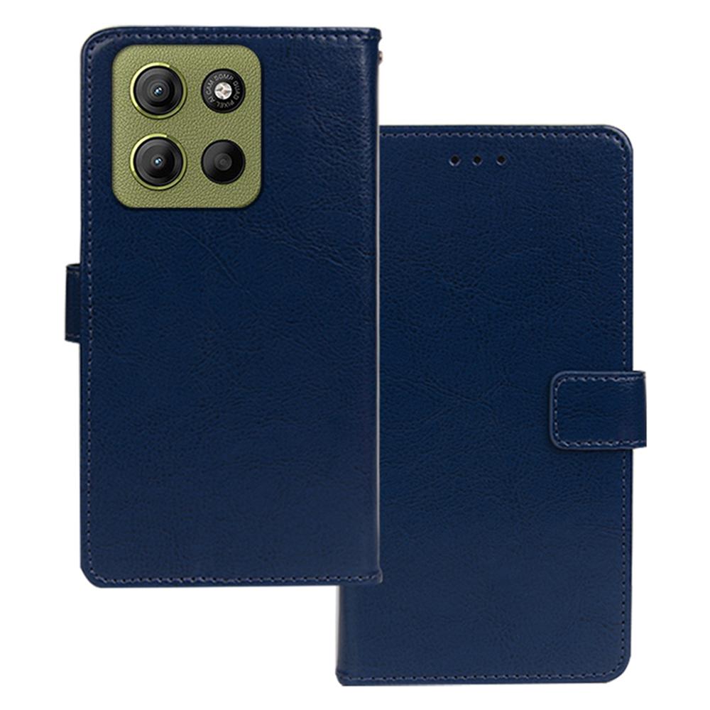 IDEWEI For Motorola Moto G15 Power 4G Case Wallet Leather Phone Cover Crazy Horse Texture