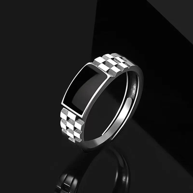 Checkered Ring For Men Retro Hip Hop Dropping Glue Copper Color Open Finger Ring Punk Student Jewelry Accessories Gifts