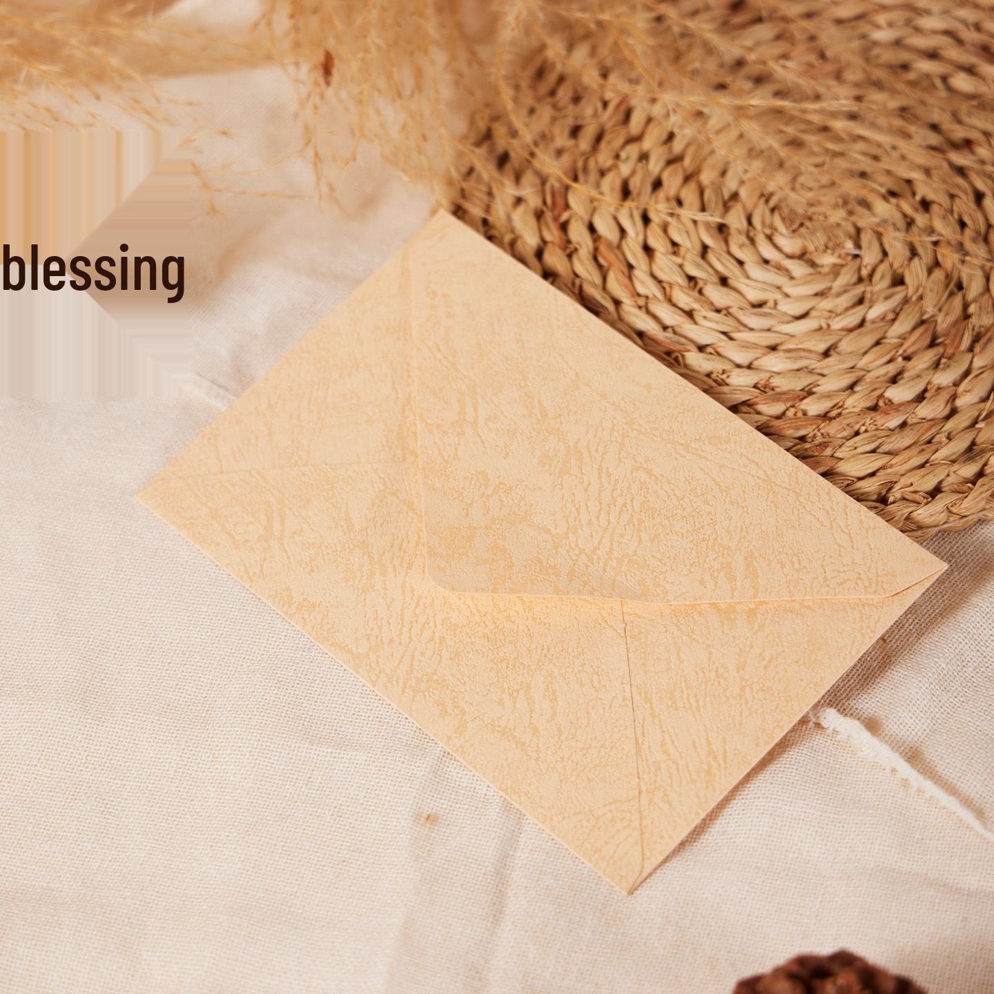 

Wood Grain Kraft Paper Envelope & Wax Seal Set: Retro Love Letter & Wedding Invitation Cards