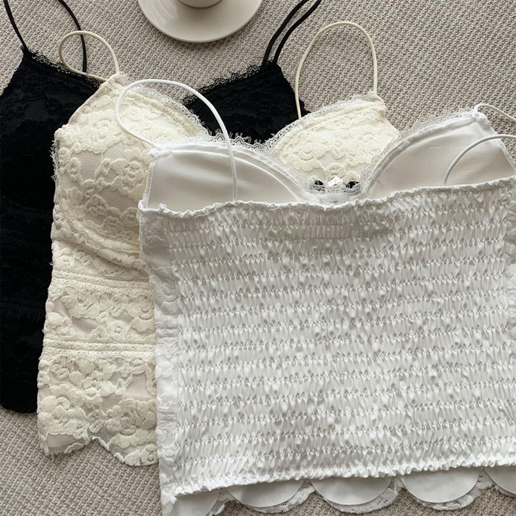 Women's Solid Color Lace Sleeveless Camisole Belly Button Top
