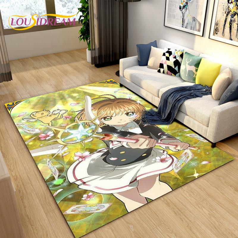 Cute Cartoon Cardcaptor Sakura Area Rug,Carpet Rug for Living Room Bedroom Sofa Doormat Decoration, Kids Play Non-slip Floor Mat