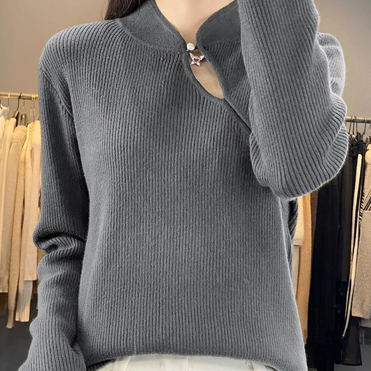 YYFS Women's Fashion Casual Solid Color Print Autumn Winter Long Sleeve Half Turtleneck Sweaters
