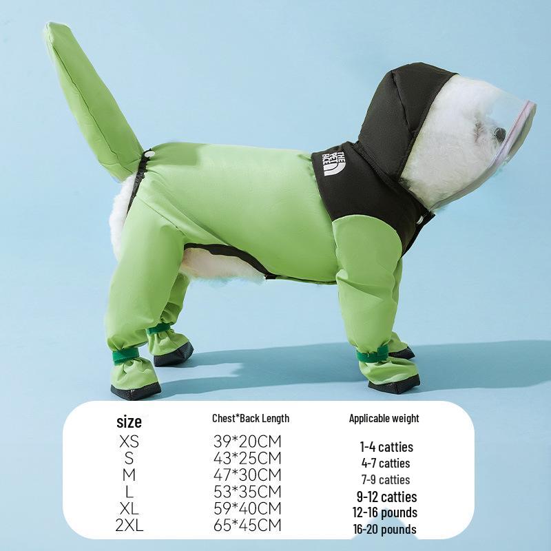 Bichon Frise Dog Raincoat: Full-Coverage, Waterproof, Four-Legged with Tail-Connected Design for Medium and Small Dogs