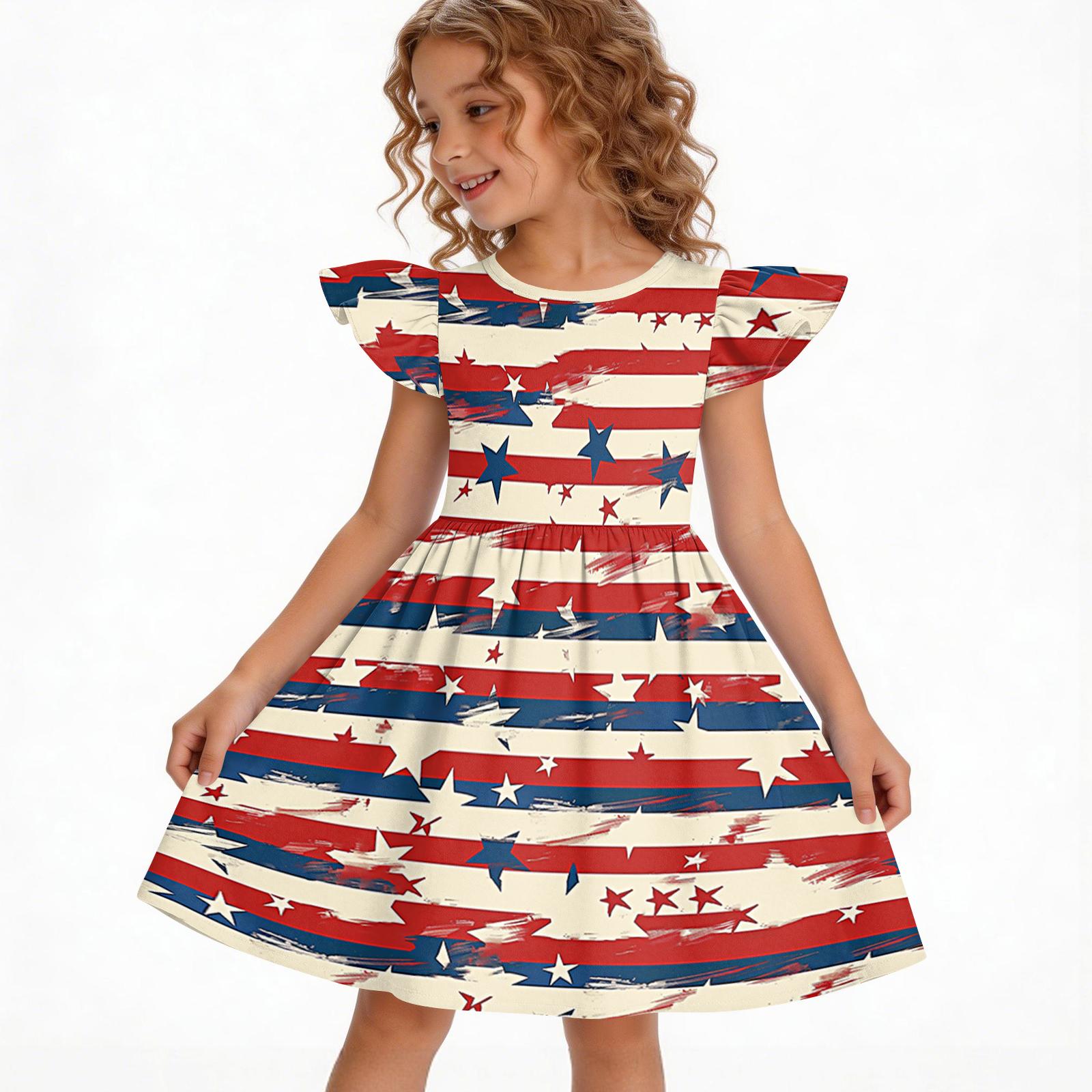 Girls  Summer Princess Dress - A-Line Casual Print Dress 160