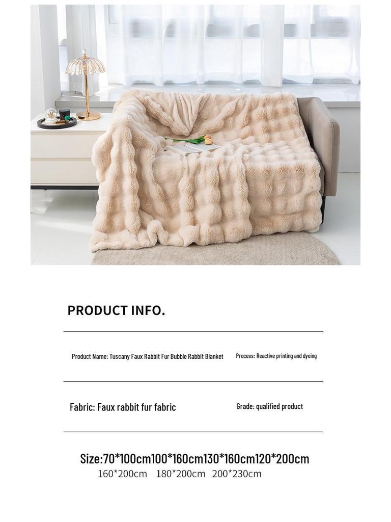 Cozy Plush Faux Rabbit Fur Blanket - All-Season Sofa or Office Nap Cover