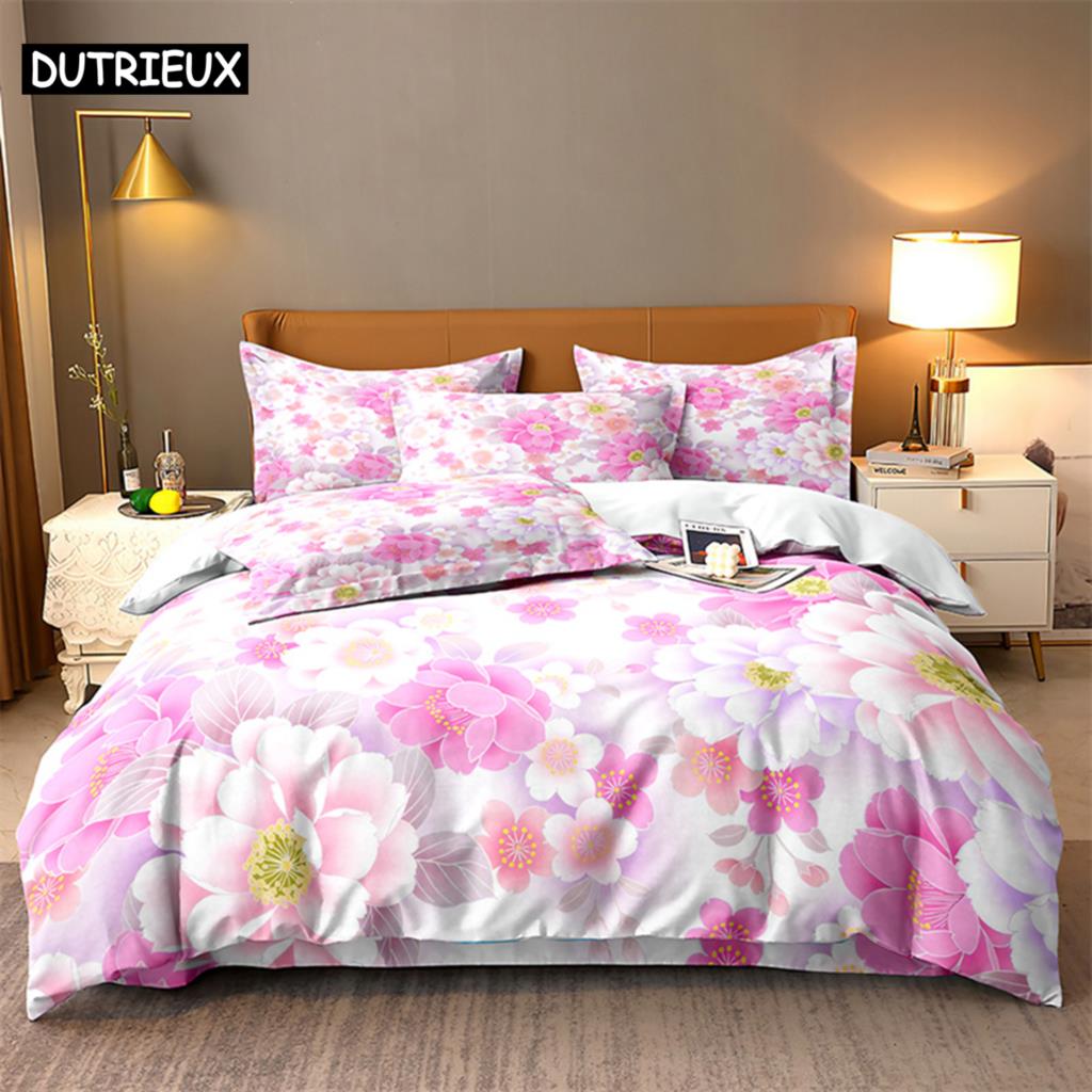 Lovers Queen Bedding Set Flowers Rose Duvet Cover Set Bedding Digital Printing Bed Linen King Size Duvet Cover Set Bedding Sets
