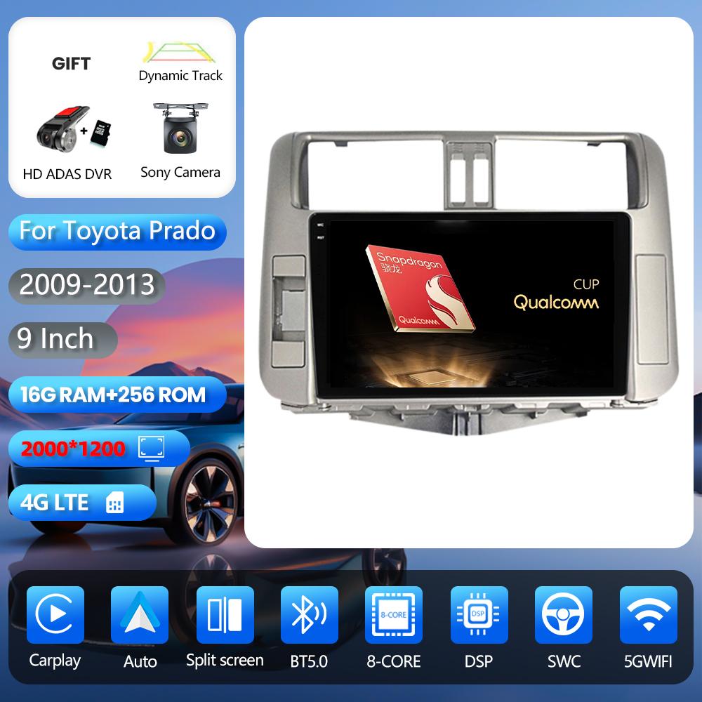 Android 16 for Toyota Land Cruiser Prado 150 2009-2013 Carplay Auto Radio Media Player Stereo 2din Head Unit