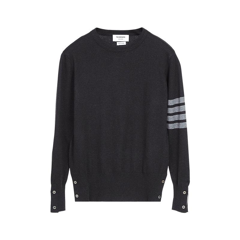 TB BROWIN Wool Four-Bar Round Neck Sweater