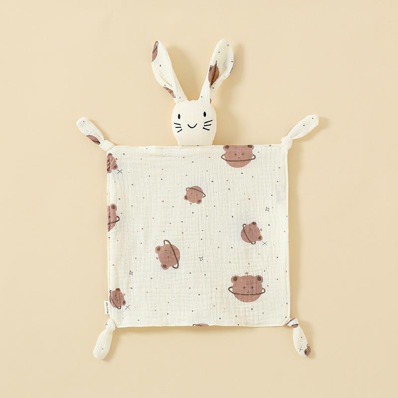 Baby Animal Cotton Swaddle With Plush Rabbit Toy For Sleep And Comfort