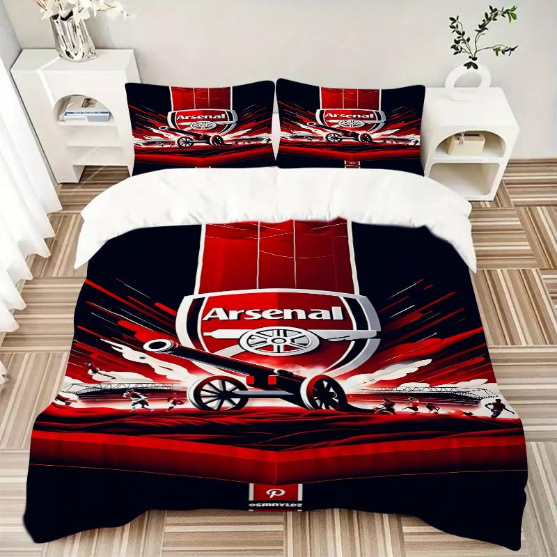 Juego de Ropa de Cama para el Hogar con el Escudo del Arsenal Football Club (3 Piezas) - Traje Universal de Tres Piezas para Dormitorio, Habitación de Invitados, Sala de Estar, Hotel - Regalo Perfecto para Af