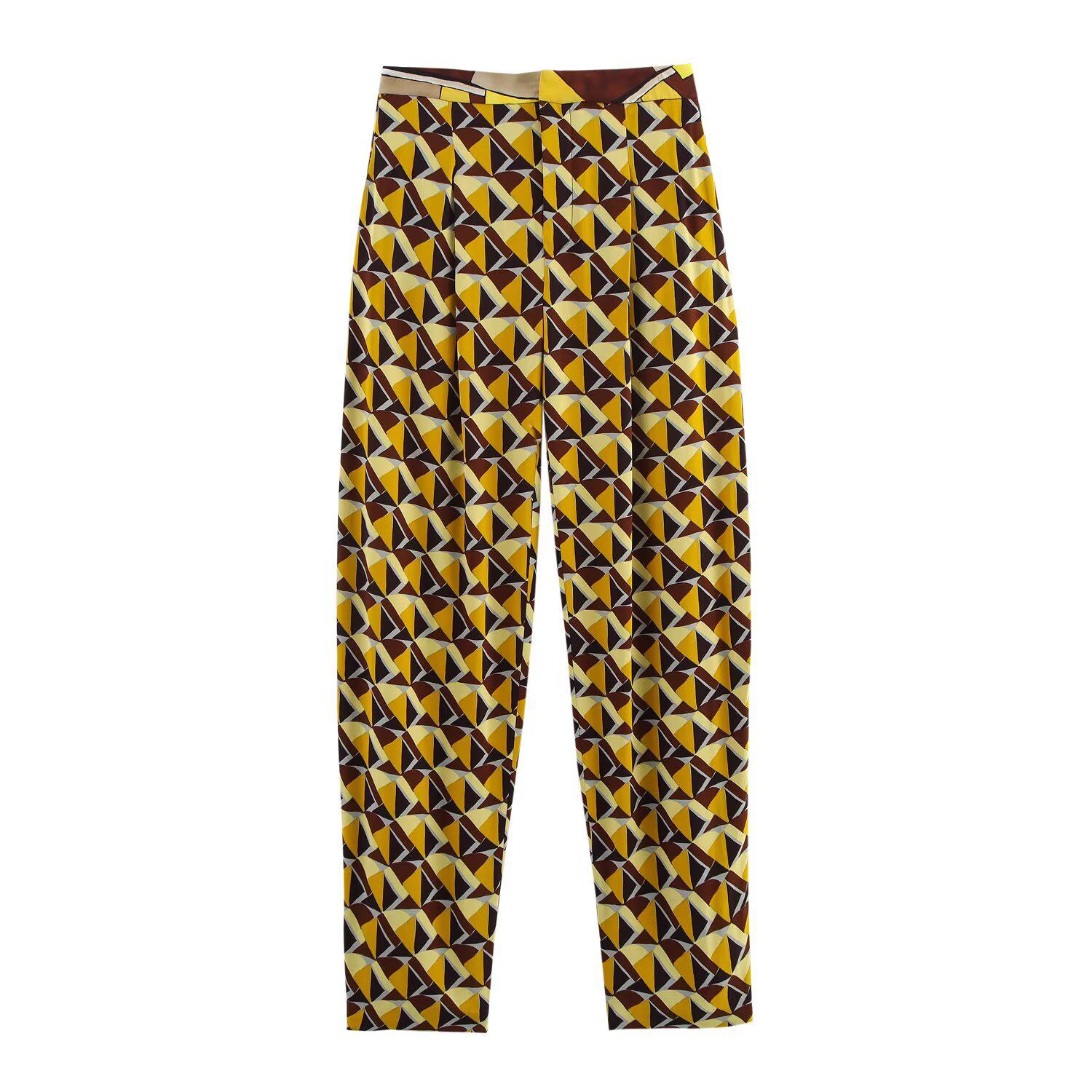 

Весна 2025 Женский европейский и американский уличный стиль Принт Рубашка + Брюки Комплект S