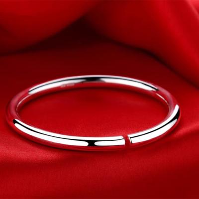 Aperture Open Armband Damen Runder Streifen Massives dünnes Armband Weißkupfer Schlichter Ring Schmuck Armband Live-Übertragung Gleicher Stil Geschenk für die beste Freundin