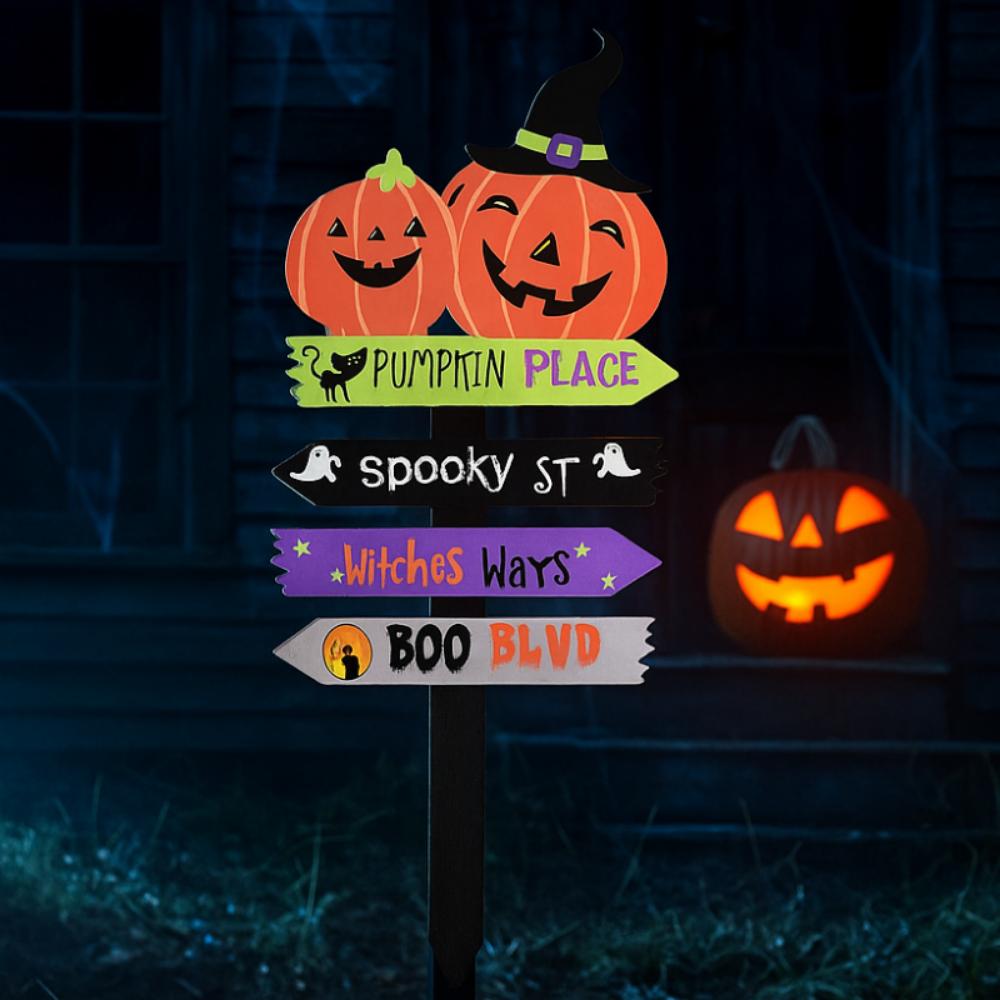 Lightweight Garden Wooden Signs Creative Garden Lawn Stakes Halloween Yard Sign  Outdoor Decor