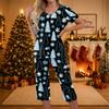 Women's Casual Christmas Print Two-Piece Outfit with Short Sleeve Top and Pants