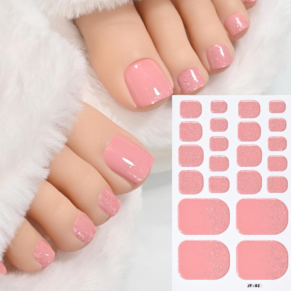 

22tips Baking Free Toe Nail Sticker Wraps Solid Color Full Cover Toenail Polish Strips Summer Self Adhesive DIY Foot Decals