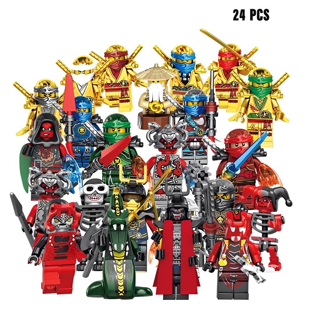24pcs Phantom Series Ninja Building Blocks Plastic Toy Figures For Children Height)