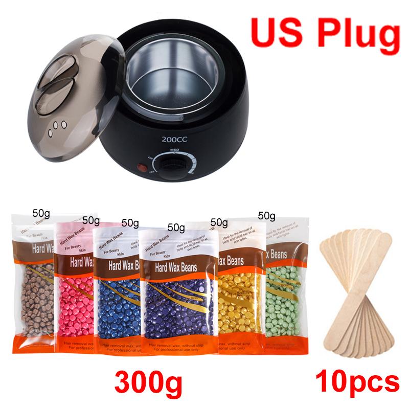 200ML Wax Heater For Hair Removal Hands Feet Depilatory Wax Melting Machine Warmer Dipping Pot Kit / 200g Hard Wax Beans