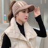 Fashion Handmade Knit Cap Winter Outdoor Women Girl Warm Keeping Cap Empty Top Wool Hat Color Matching Duck Tongue Hat