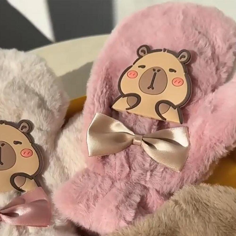 3D Women Cute Mittens Kawaii Fluffy Winter Gloves Fashion Plush Capybara Gloves Outdoor Activities