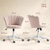 Velvet Office Chair, Dressing Chair, Petal Backrest, Adjustable Height, 69 x 64 x 80-90 cm, Pink