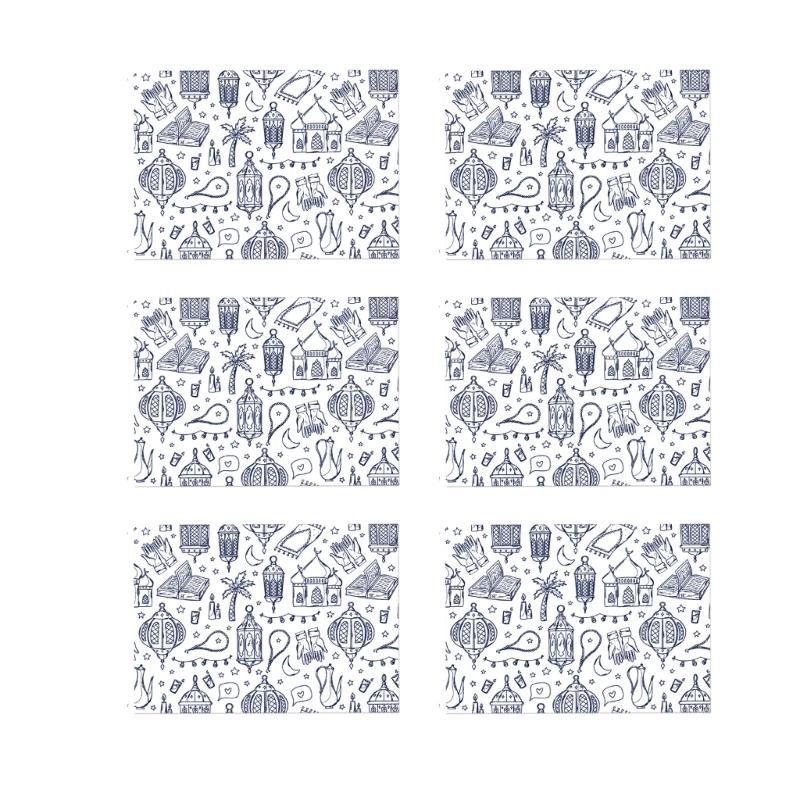 652F 6Pcs Eid Mubarak Wrapping Sheet 70x50cm Large Gift Wrapping Sheets for Islamic Festival Celebration and Art Craft