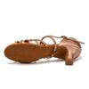 Leather Middle Heel Latin Dance Shoes for Women Soft Suede Sole Tango Waltz Cha Cha Ball Party Dance Shoes 5.5cm Middle Heel