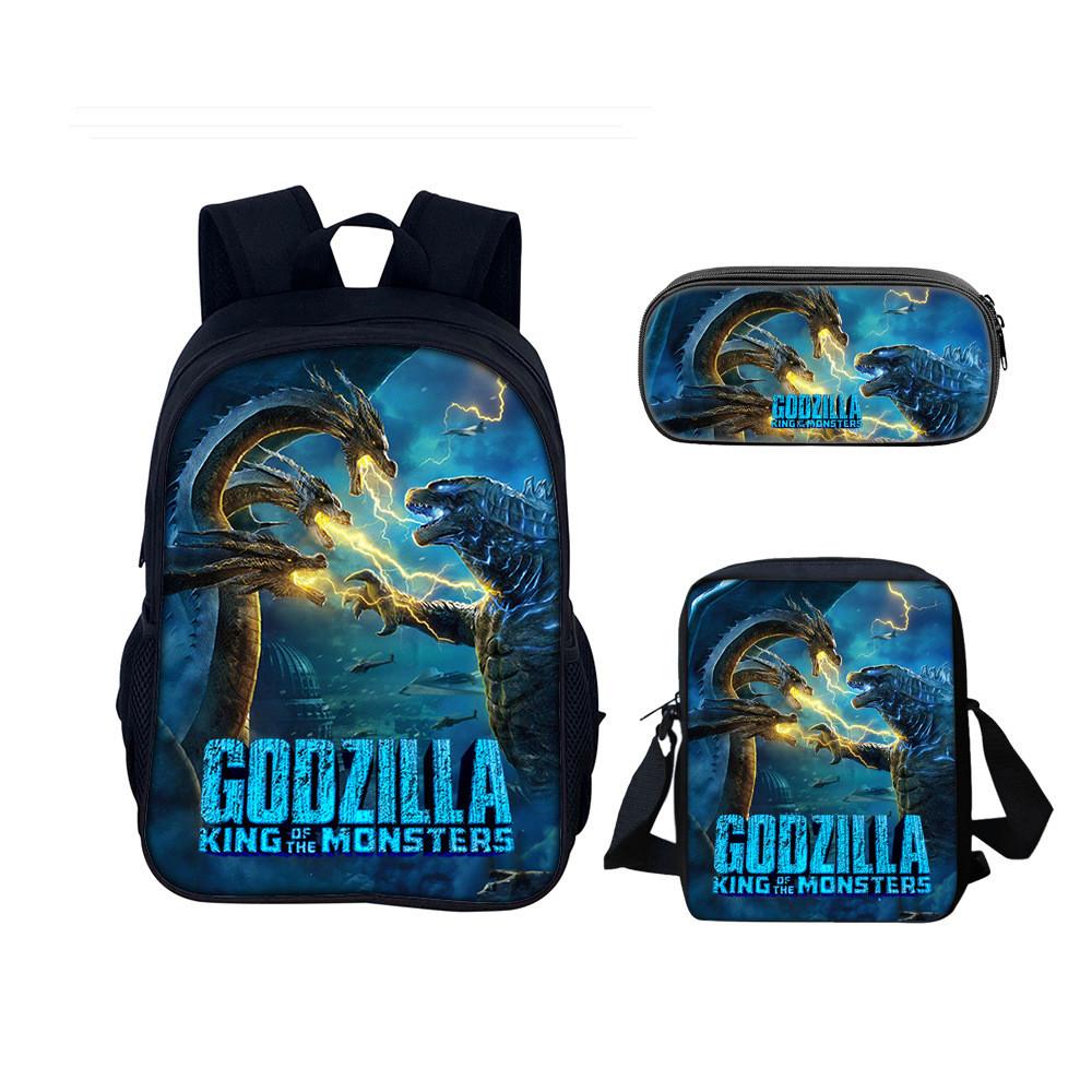 Godzilla Backpack Set With Nylon Material For School And Travel Use