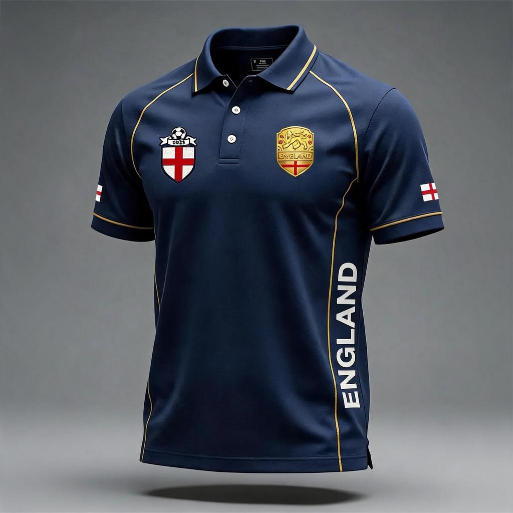 Camiseta Polo Estampada de Fútbol de Inglaterra para Hombre Corte Clásico Manga Corta Camiseta de Fútbol Ropa Deportiva Casual para Hombre
