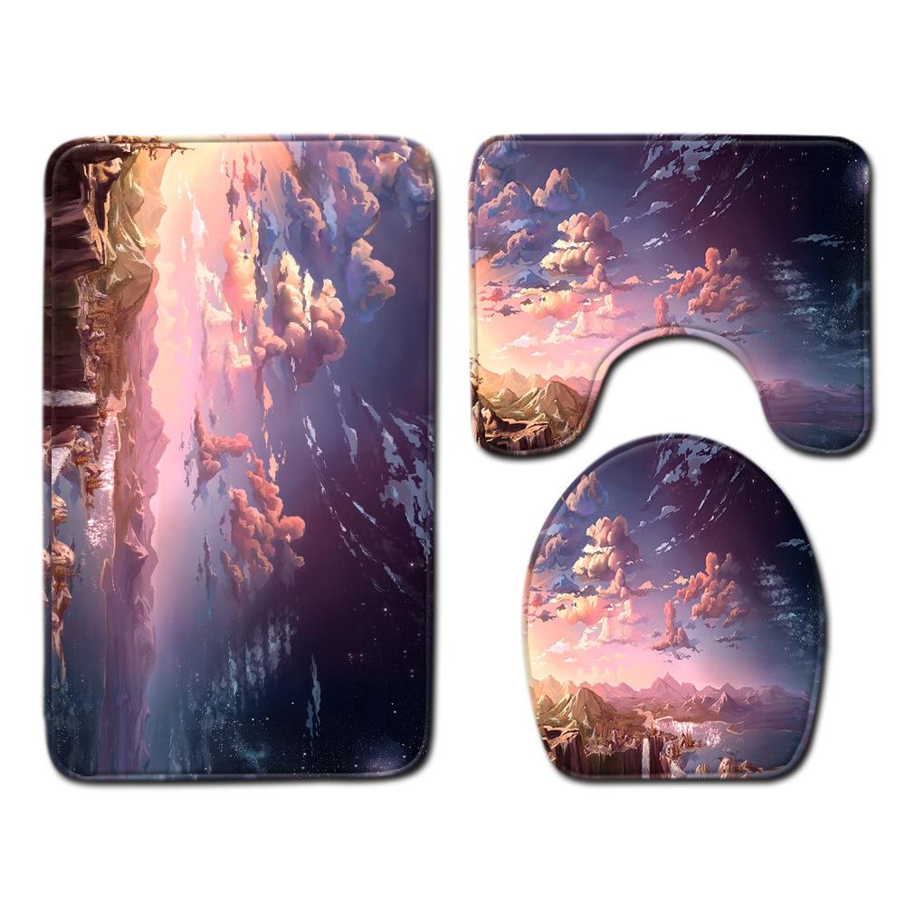 Landscape Bathroom Floor Mat Toilet Three-Piece Set