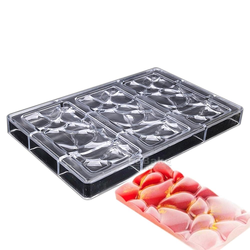 Big Plate Recctangle Water Ripple Geometry Shape Polycarbonate Chocolate Mold Food Sugarcraft Molds Candy Making DIY Kitchen