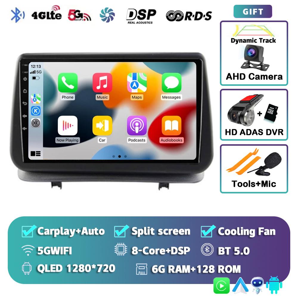 Android 14 Carplay Auto For Renault Clio 3 CLIO 3 2005 - 2014 Car Radio Multimedia Navigation GPS Player Stereo WiFi+4G BT DSP