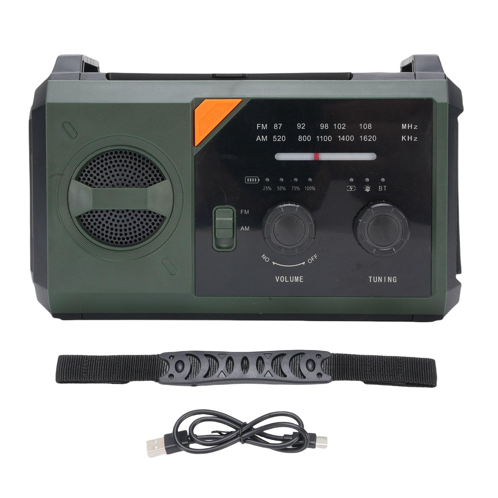 

Аварийное радио Портативное AM FM WB радио Type C Ручной завод Солнечная зарядка Аккумулятор 30000 мАч SOS-оповещение