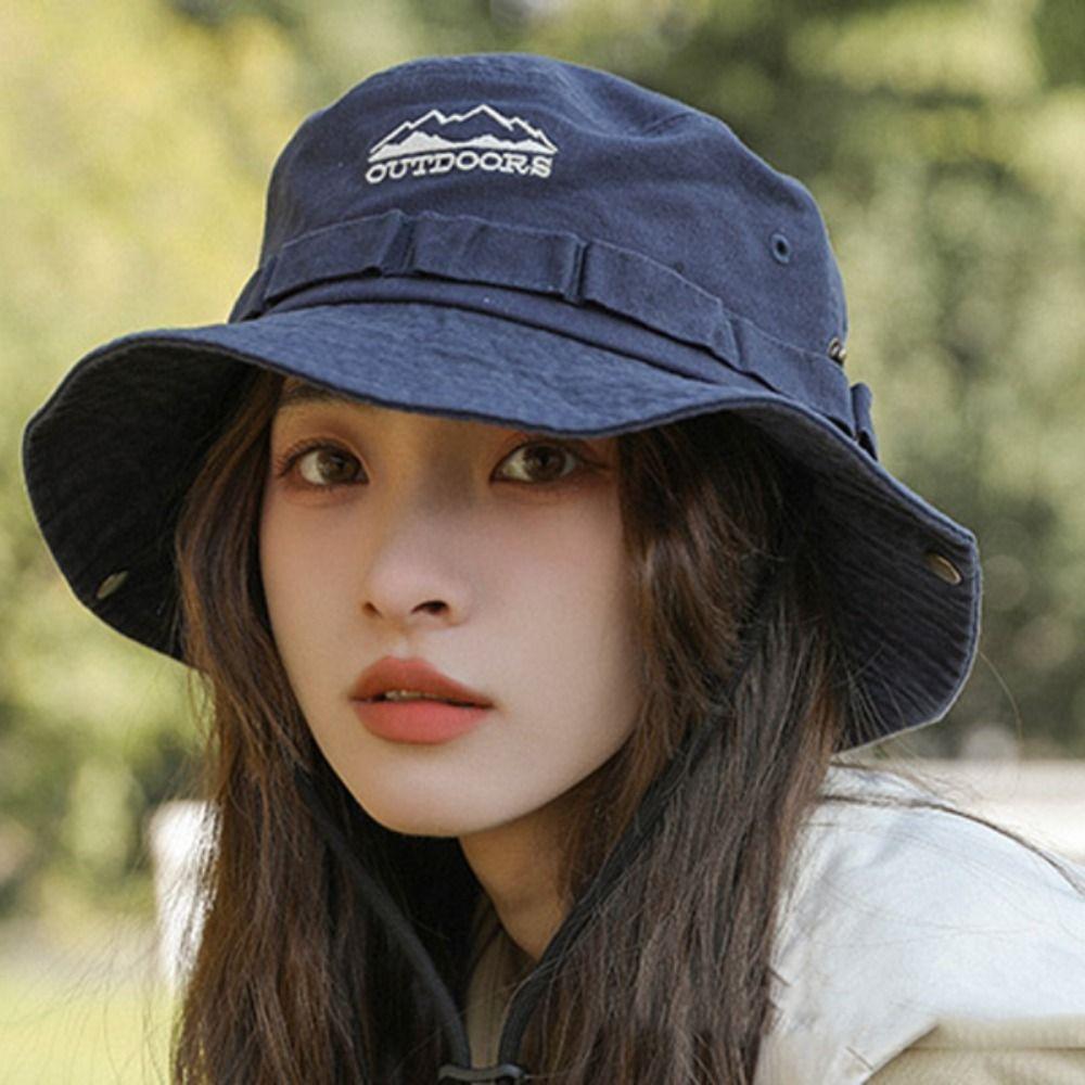 Sunscreen Jeans Fisherman Hat Adjustable Sunscreen Hat Sweet Denim Bucket Hat  Women