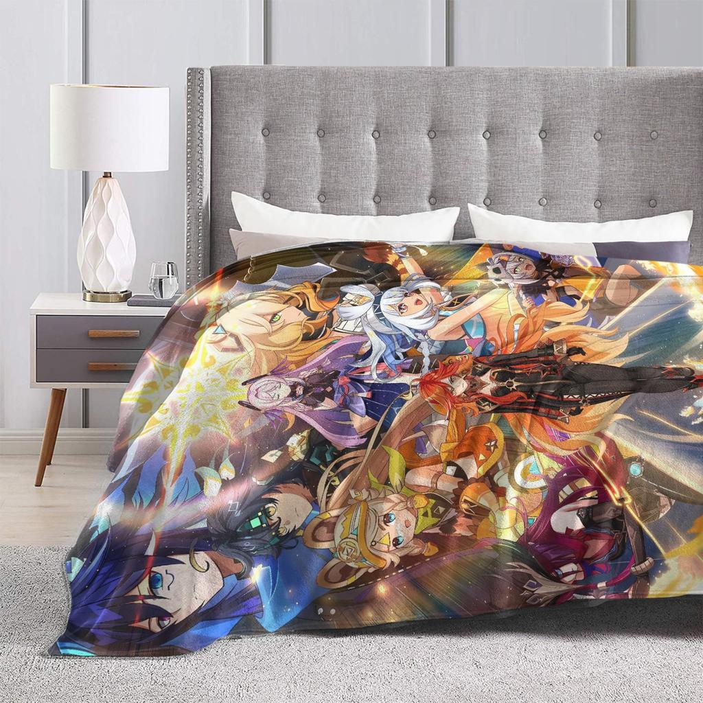Mavuika Genshin Impact Cartoon Game Blankets Flannel Throw Blanket For Couch Chair Sofa Bed Soft Warm Bedspread Gift Idea