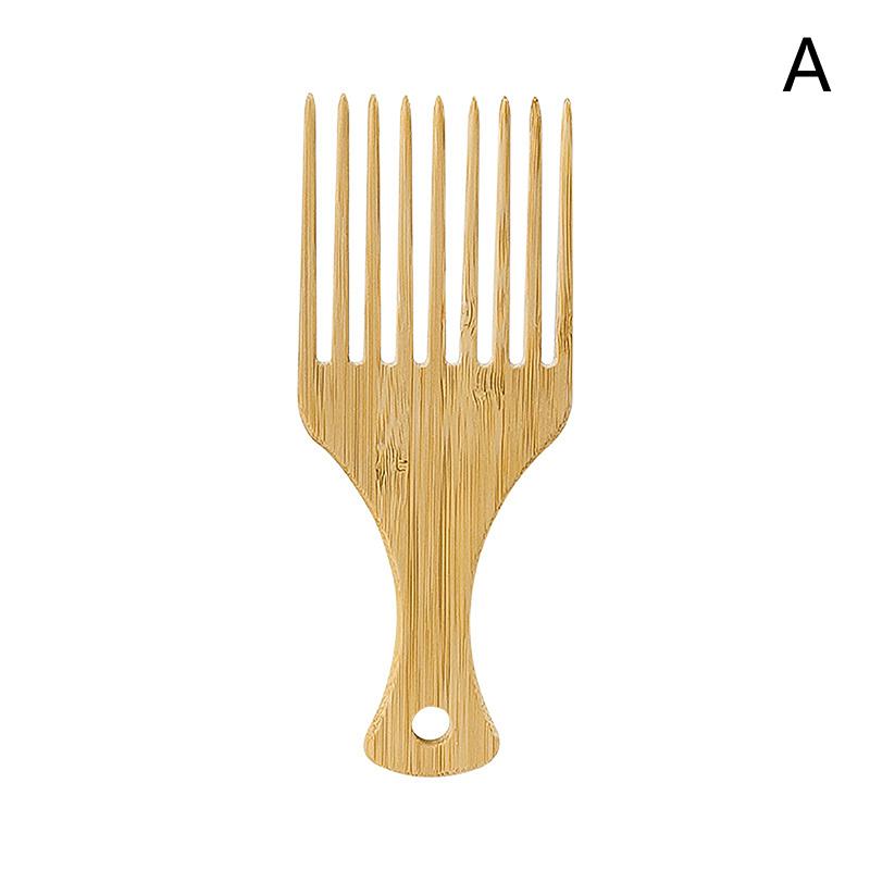 1Pcs Natural Bamboo Wooden Hair Comb Anti-Static Afro Fork Combs For Women Round Wide Tooth Wood Comb