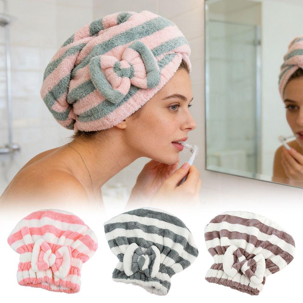 Thickened Soft Bow Hair Towel Wrap Microfiber Absorbent Hair Drying Cap Quick-Drying Shower Cap Hair