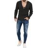 Men Fall Winter Sweater V Neck Slim Fit Long Sleeve Elastic Knitted