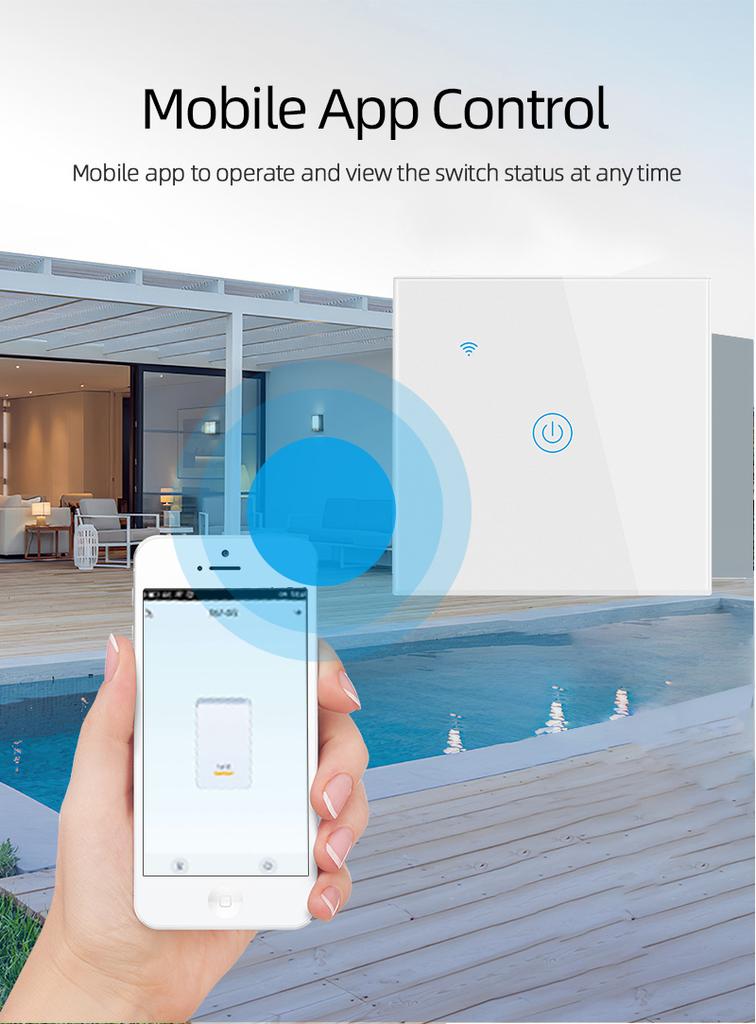 For 1 Gang Smart Wall Glass LED Touch Panel Light Switch WIFI Remote Controlled Max. 10A Smart Life Zigbee Network