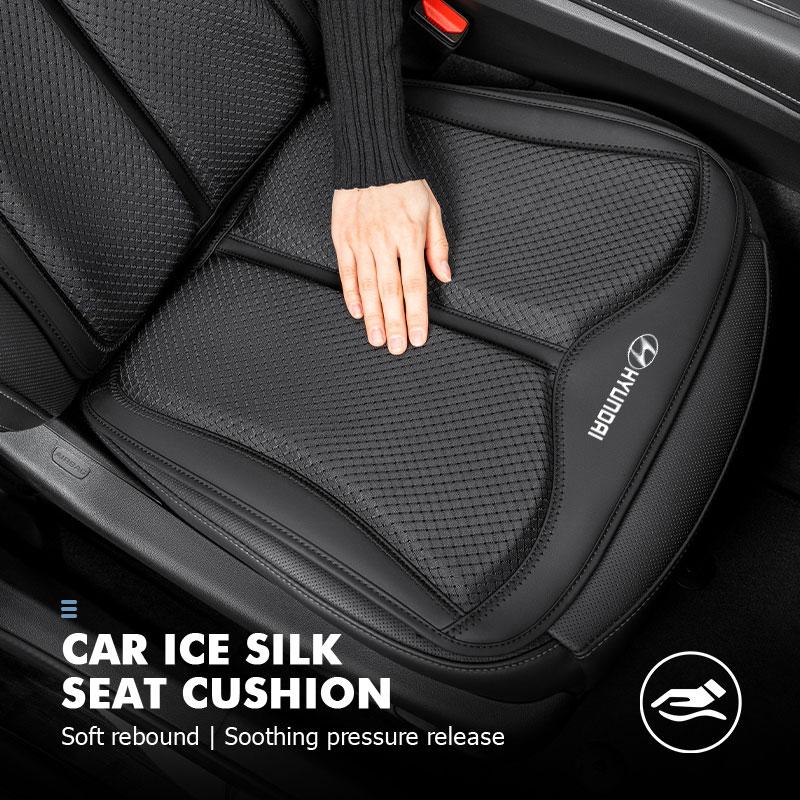 For Hyundai Car Logo Seat Ice Silk Cushion Protective Mat Height Increasing Pads Accessories Ioniq Sonata Elantra Solaris Creta MM15