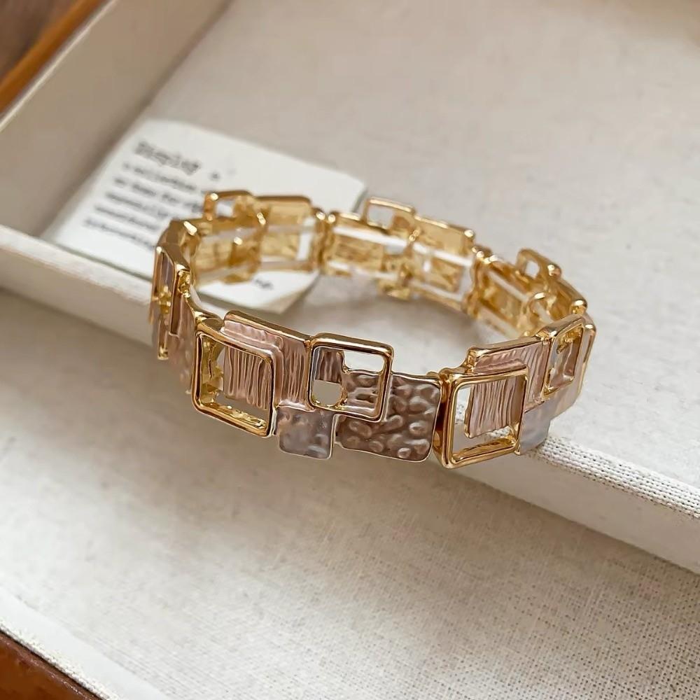 Elastic Stretchable Geometric Bracelet Gold Color Fashion Bracelet for Party Prom Gift
