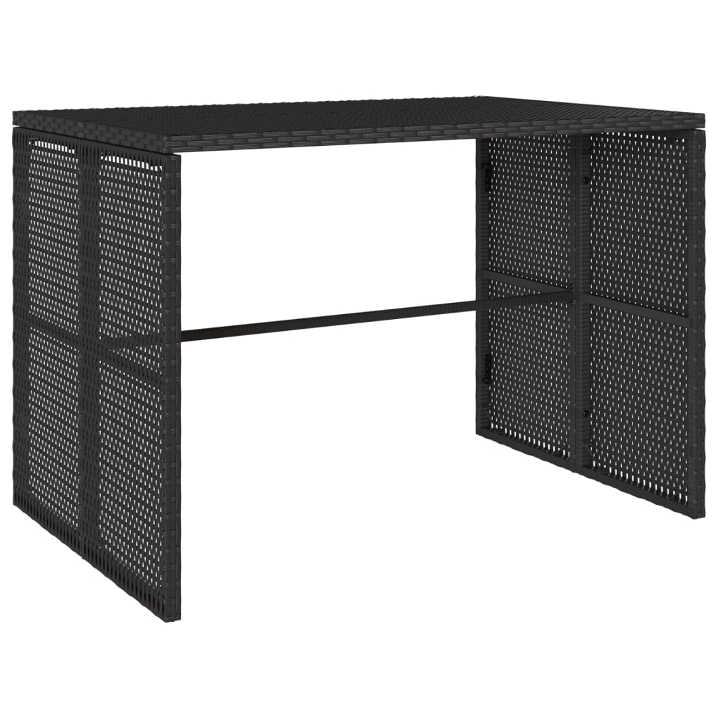 3 Piece Outdoor Dining Set with Cushions Black Poly Rattan