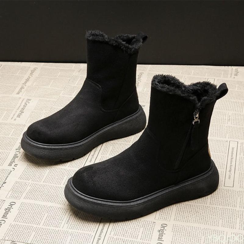 

Модная универсальная холодостойкая теплая толстая хлопковая обувь для женщин, новые зимние простые противоскользящие износостойкие сноубутсы 40 чёрный