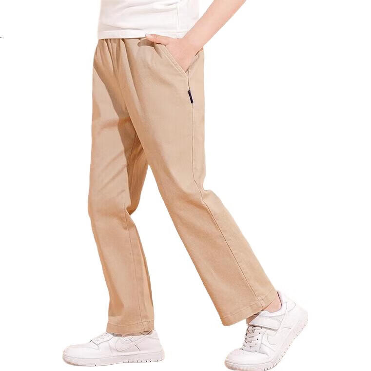 Luomeng Children's Pants for Boys And Girls, Spring 2026 Casual School Uniform Straight-Leg Trousers, Navy Blue Elastic Waist Long Pants, Size 120
