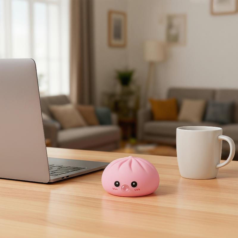 Favorite Toy Pink Cute Bubble-Blowing Squeeze Bun With Steamer Basket Toy Squishy Dumpling Stress Relief Fidget Toy Gift