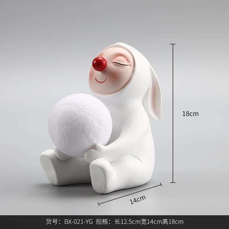 

USB Charging Rabbit Entrance Decoration Living Room Desktop Home Decoration Moon Gift Resin Crafts Children s Gifts