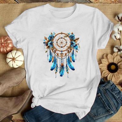 Dreamcatcher Print T-Shirt Fans Sommer Casual Kurzarm T-Shirt Niedliche Lockere T-Shirts(Premium T-Shirt)