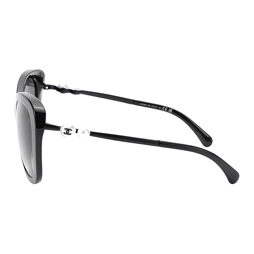 Chanel Pearl Arm Square Metal Sunglasses Women Sunglasses Black CH5339H-C501/S6
