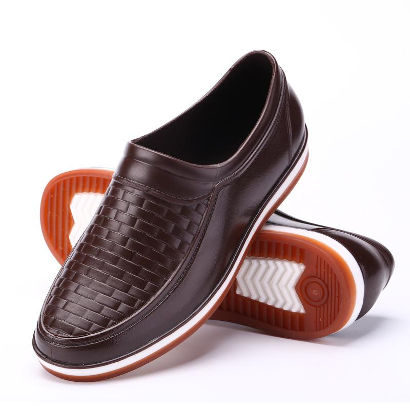 

Непромокаемые туфли мужские низкие водонепроницаемые ботинки короткие резиновые сапоги кухонные рабочие водонепроницаемые сапоги нескользящие строительные износостойкие резиновые ботинки 44 коричневый